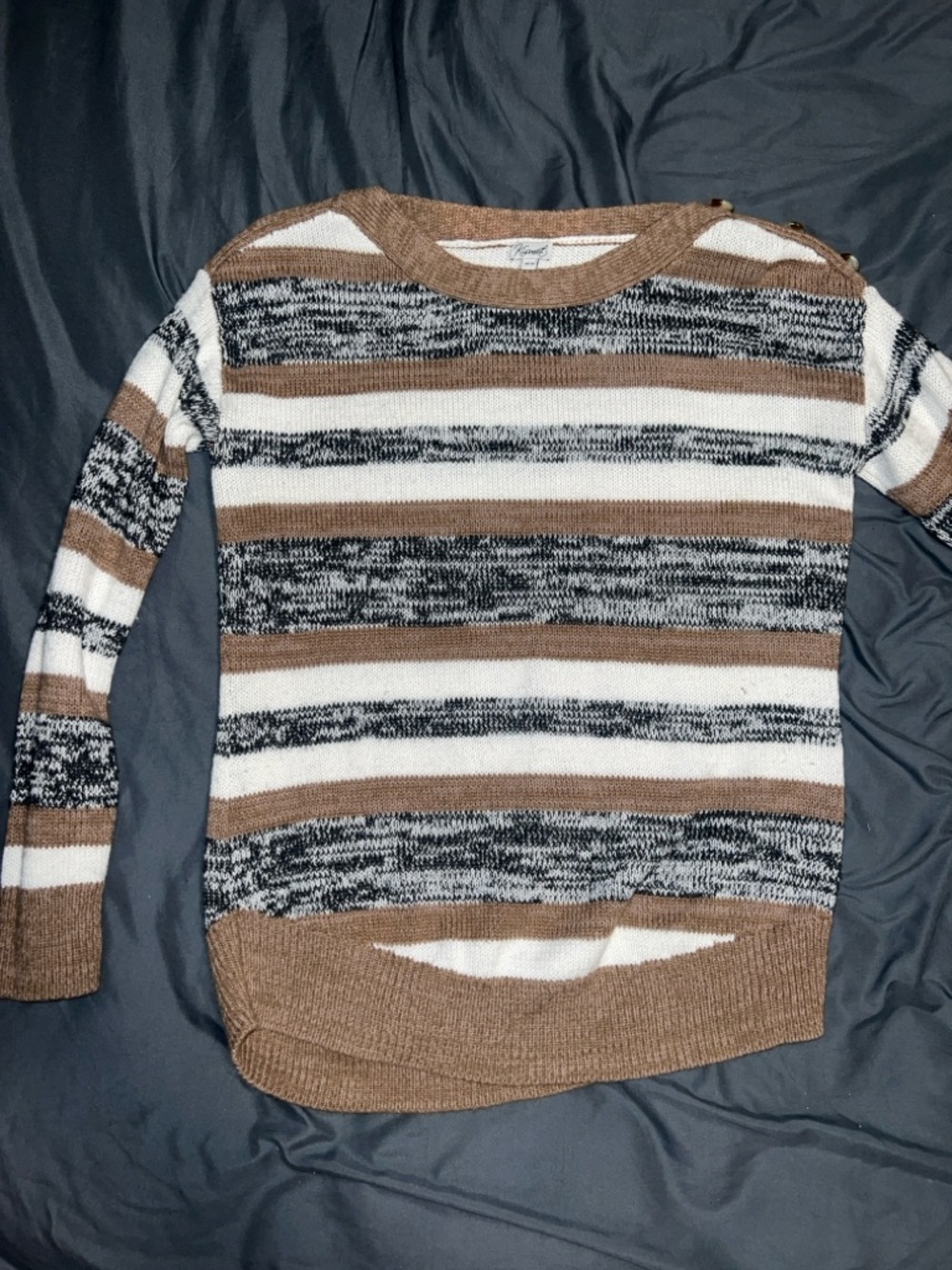 Kismet Striped Knit Top in Brown, White & Black